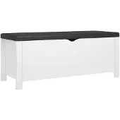 vidaXL Opbergbox met kussen 105x40x45 cm bewerkt hout wit