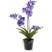 Emerald - Kunstplant Vanda in pot paars 60cm - Kunstplant voor binnen