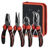 KAMAR 4 delig tangen set-Combinatietang-Spitsbektang recht-Zijkniptang-Spitsbektang gebogen