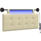 vidaXL Hangend hoofdbord Met LED-verlichting Crèmekleurig Kunstleer