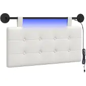 vidaXL Hangend hoofdbord Met LED-verlichting Wit Kunstleer