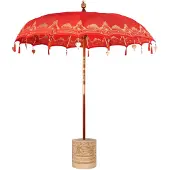 vidaXL Balinese parasol met basis Rood 215 x 215 x 260 cm Katoen
