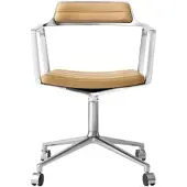 Vipp Bureaustoel Vipp452 Swivel Chair Camel Leather Polished Frame / Wielen