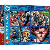 Trefl Superman Puzzel 4x250 Stukjes - Avontuur van de Held