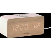 Karlsson Block Wekker | 15x7.1x7.4cm | White wash veneer