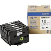Brother HGe-231v5 Tape Zwart op wit (12 mm)