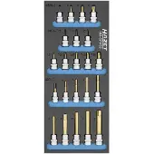 Hazet Dopsleutelbitset 163-571/22 - 3/8 inch (10 mm) vierkant hol - Binnen-TORX-profiel, Binnenveeltandprofiel XZN, Binnen-zeskant-profiel - 22-delig - 19 – 36