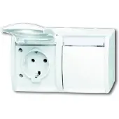 Busch-Jaeger BJ APWG oceaan, Schuko stekker met 20/2EWN-54 aanduiding, 2-voudig, horizontaal, alpinwit