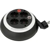 Brennenstuhl Comfort Line kabelbox, CL-S, 4-voudig, mini-kabelhaspel (indoor kabelhaspel voor huishouden, 3 m kabel, Made in Germany), zwart/wit