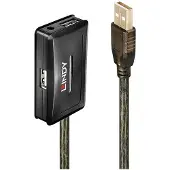 Lindy 42635 USB-kabel USB 2.0 USB-A stekker, USB-A bus, USB-A bus, USB-A bus, USB-A bus 10.00 m Grijs