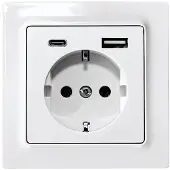 Eltako geaarde stekkerdoos DSS55E+USBA+C-wg, zuiverwit, glanzend