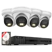 HiLook , a product van HIKVISION. Smart Hybrid Light KIT. 6MP turret camera. 2TB opslag / 1x NVR-108MH-C/8P / 4x IPC-T260HA-LUF