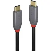 Lindy 36900 USB-kabel USB 3.2 Gen2x2 USB-C stekker, USB-C stekker 0.50 m Zwart, Grijs Vergulde steekcontacten