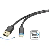 Renkforce RF-4758090 USB-kabel USB 2.0 USB-A stekker, USB-C stekker 1.50 m Zwart Stekker past op beide manieren
