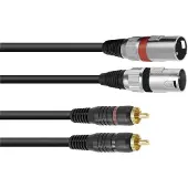 Omnitronic 3022522E audiokabel, 6 meter, 2 x XLR (3-polig), 2 x RCA, zwart (3022522E)