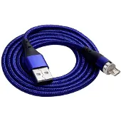Akyga AK-USB-47 USB-kabel USB-A stekker, USB-micro-B stekker 1.00 m Blauw Magnetische stekker