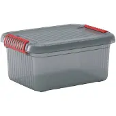 Kis 237490 Opbergbox K Latch Stapelbaar (b x h x d) 390 x 180 x 290 mm Rook-grijs, Doorschijnend 1 stuk(s)