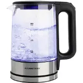 Gourmet Maxx Glas-Wasserkocher LED 1,7l 2200W Edelstahl/schwarz kabellos Waterkoker Kabelgebonden Aantal/Volume: 1.7 l Zwart/RVS, Glas