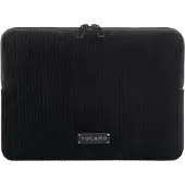Tucano Velluto Sleeve MacBook 14 – Perfecte Pasvorm dankzij Flat-Lock Stiksel – Dubbele Ritssluiting voor Gemak – Zacht, Krasbestendig Interieurmateriaal - Zwart