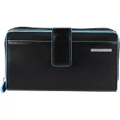 Piquadro Blauwe Vierkante Portemonnee RFID Leer 17,5 cm zwart