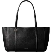 Calvin Klein Shopper 'Emblem Plaque Pebble Grain Tote' zwart