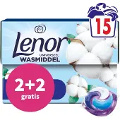 Lenor 2+2 Gratis: Wasmiddel All-in-1 Pods Katoen Fris 15 Stuks