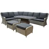 AVH-Collectie Bilbao dining hoek loungeset 7 delig grijs verstelbare tafel