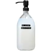 Wellmark Sanitiser helder glas zwarte pomp 1000ml tekst BE WISE SANITISE 8719325913958