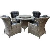 AVH-Collectie Marina Riccione dining tuinset 110 cm rond 6-delig grijs verstelbaar
