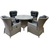 AVH-Collectie Marina Riccione dining tuinset 110 cm rond 5-delig grijs verstelbaar