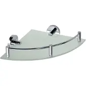 Sapho X-Round E glazen hoekplanchet met stang 25,5x6x25,5cm, chroom