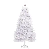 vidaXL Kunstmatige Hinged Kerstboom Wit 180 cm PVC en Staal