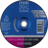 PFERD TOOLS 62223527 E 230-5,2 ZIRKON SG CAST+STEEL Afbraamschijf gebogen Diameter 230 mm Boordiameter 22.23 mm Grijs/grauw sferoïdisch gietijzer, Staal,