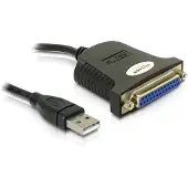 DeLOCK 61330 USB-kabel USB 1.1 USB-A stekker, Parallelle DB25 bus 0.80 m Zwart