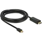 DeLOCK 83700 DisplayPort-kabel HDMI / Mini-displayport Aansluitkabel Mini DisplayPort-stekker, HDMI-A-stekker 3 m Zwart Vergulde steekcontacten, Afgeschermd