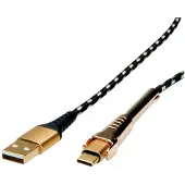 Roline GOLD USB 2.0 synchronisatie- en oplaadkabel, USB-A/USB-C, met steun, 1 m
