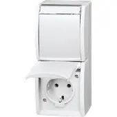 Busch-Jaeger 20-02 EWN-54, CEE 7/3, 2P+E, Wit, IP44, 250 V, 16 A