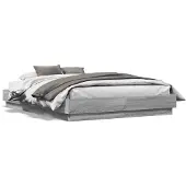 vidaXL Bedframe bewerkt hout grijs sonoma eikenkleurig 135x190 cm