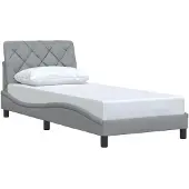 vidaXL Bedframe zonder matras 90x190 cm stof lichtgrijs