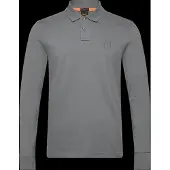 BOSS Orange grijs polo lange mouw slim fit katoen