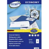 EUROPE 100 ELA021 Universele etiketten 105 x 48 mm Papier Wit 1200 stuk(s) Permanent hechtend Inkjet, Laser (zwart/wit), Laser (kleur), Kopiëren (zwart/wit),