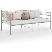 vidaXL Slaapbank, bedframe, grijs, metaal, 90x200 cm