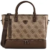 GUESS reistas schoudertas met laptopvak Zip Bottom Tote Latte Logo / Brown Lichtbruin