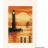 Vervaco - Wenskaart kit - Zonsondergang set van 3 - PN-0156893 - Borduren - Borduurpakket - Borduurpakket volwassenen - Borduurpakket kind