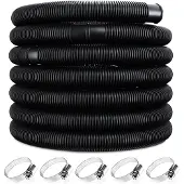 Monzana Zwembadslang, 6 meter, Ø 38mm, flexibel, met koppelingen, 5 slangklemmen, UV- en chloorbestendig, geschikt voor zwembaden, pompen en water. Kleur: zwart