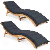 Casaria Ligbed Set van 2 Acaciahout FSC-gecertificeerd incl kussen Antraciet