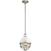 Kichler LED Hanglamp Tollis | 1X E27 Max 40W | Dimbaar | Brushed Nickel & White