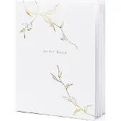 Party Deco Gastenboek/receptieboek Nature - Bruiloft - wit/goud - 20 x 24,5 cm - Gastenboeken