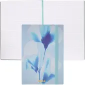 BOSS A5-notitieblok met blauwe bloemenprint en logo in foliedruk