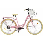 DaviBikes Emma – Stadsfiets – 28 inch – 7 versnellingen – Shimano – V-brake – Lage instap – Roze/Creme
